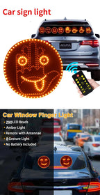 Lumière LED d'expression faciale amusante pour voiture, avec télécommande, fenêtre arrière, lampe de rappel d'avertissement multifonction, accessoires extérieurs