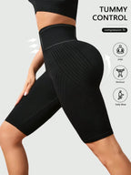 Short de Yoga taille haute sans couture pour femmes, tricoté, Slim, pour entraînement, course à pied, Leggings esthétiques linéaires, extensible, levage des hanches