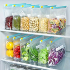 Sac de congélation en plastique réutilisable à fermeture éclair, sac à fermeture éclair debout, sac de congélation à fermeture éclair pour fruits et légumes, stockage des aliments dans la cuisine, 45 pièces