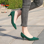 Femmes daim chaussures simples 5CM mode bout pointu sans lacet talons hauts printemps automne bouche peu profonde pompes à talons aiguilles grande taille 45 46
