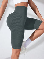 Short de Yoga taille haute sans couture pour femmes, tricoté, Slim, pour entraînement, course à pied, Leggings esthétiques linéaires, extensible, levage des hanches