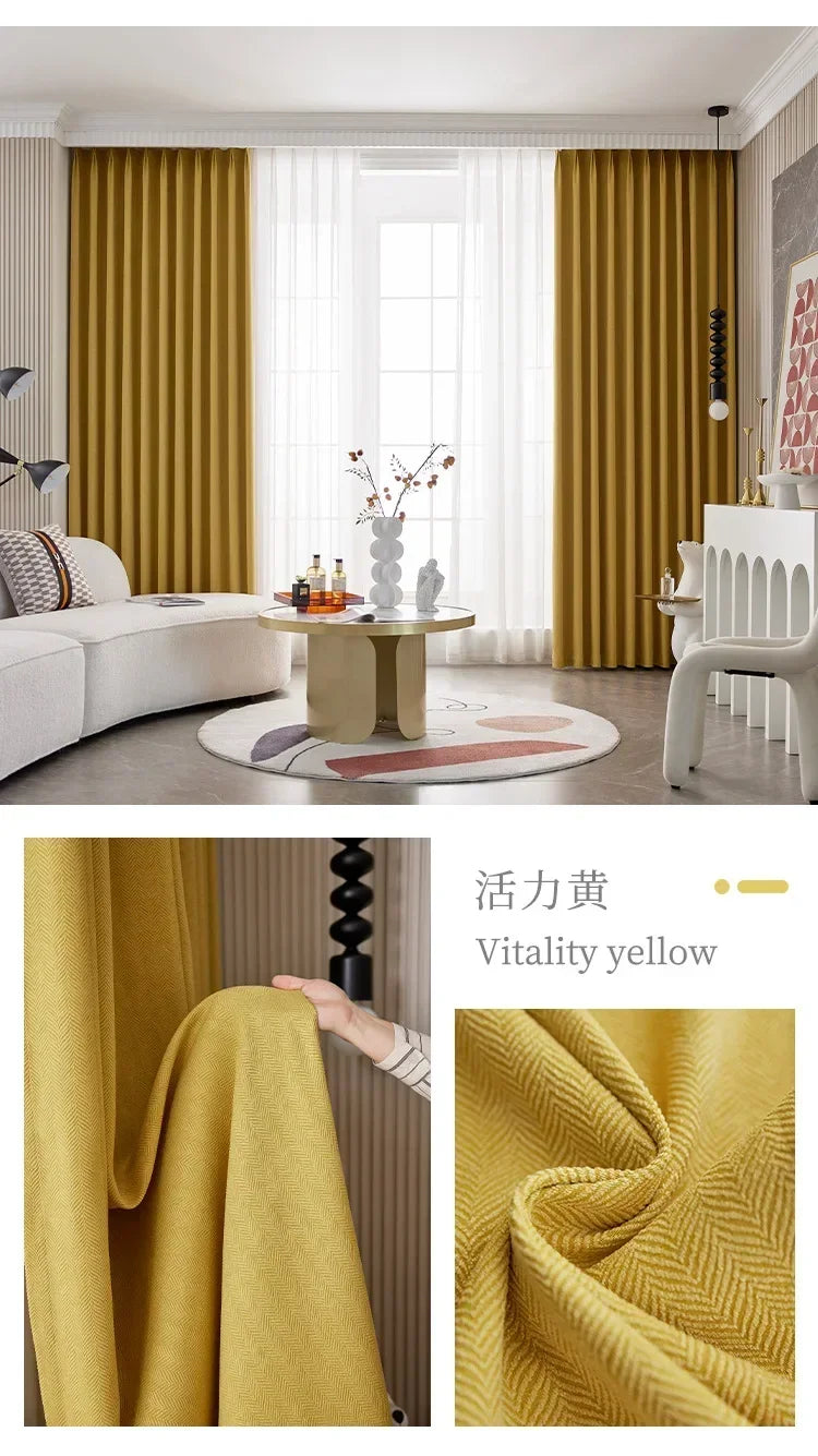 Rideaux en chenille beige épais à chevrons sur mesure pour salon, salle à manger, chambre à coucher – Décoration occultante de luxe et tendance