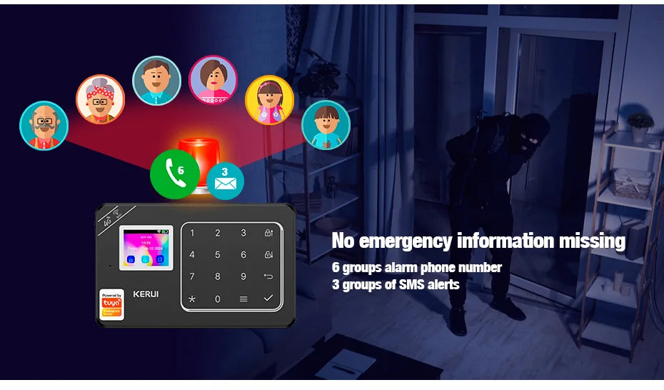 KERUI bricolage votre maison ensemble d'alarme 4G/WiFi système d'alarme pour la Protection de la sécurité à domicile détecteur de mouvement capteur de porte Tuya application intelligente
