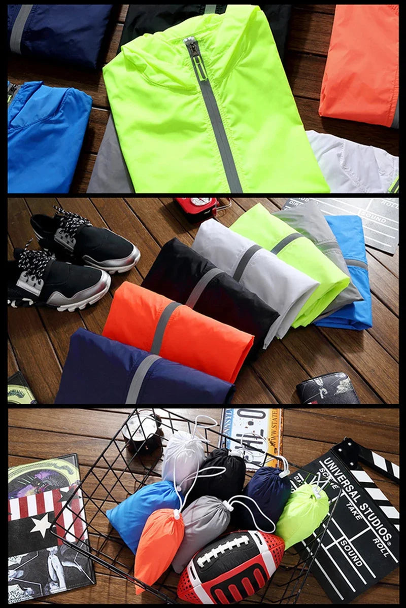Veste fine réfléchissante de film pour hommes, coupe-vent à capuche, veste de sport de pilote, veste de pilote de vélo de plage