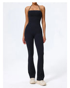 Nouvelle combinaison de yoga sans manches pour femme, salopette évasée de sport à dos nu pour la gym, tenue de sport pour femme