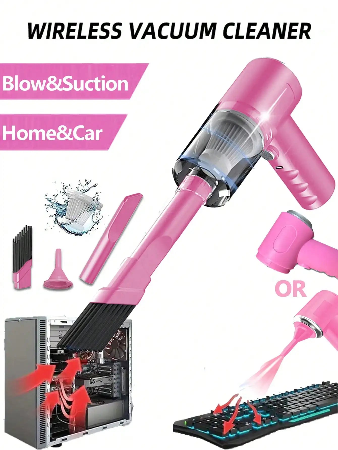 Aspirateur soufflant intégré pour voiture et ménage, chargement USB, aspirateur soufflant, petit, 3 en 1