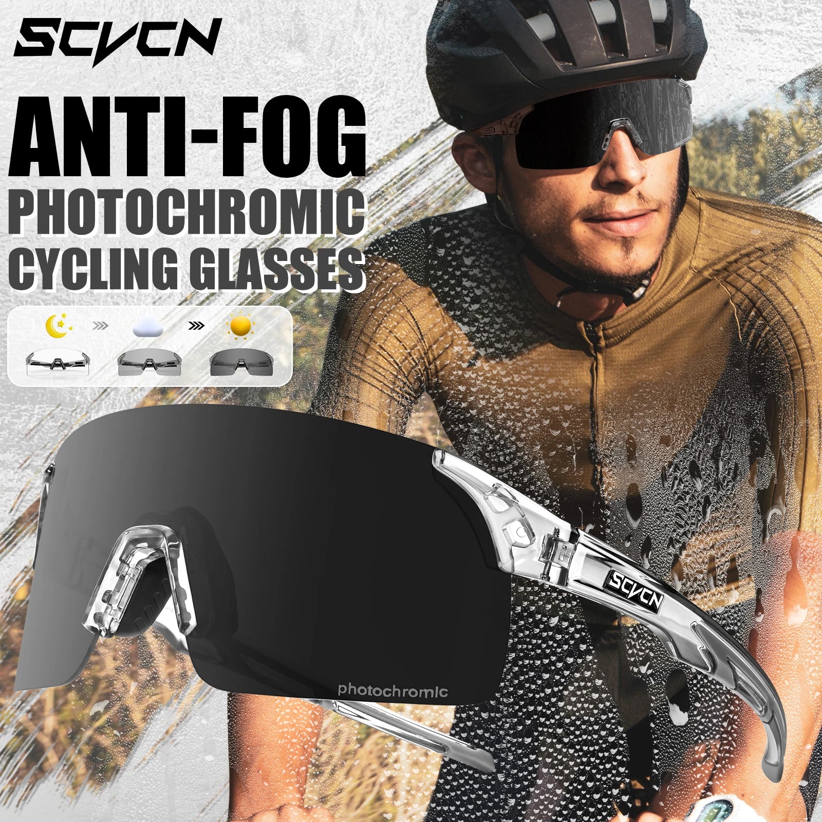 SCVCN extérieur Anti-buée photochromique lunettes de soleil hommes route Anti-buée cyclisme lunettes vélo femmes vélo vtt UV400 lunettes de sport