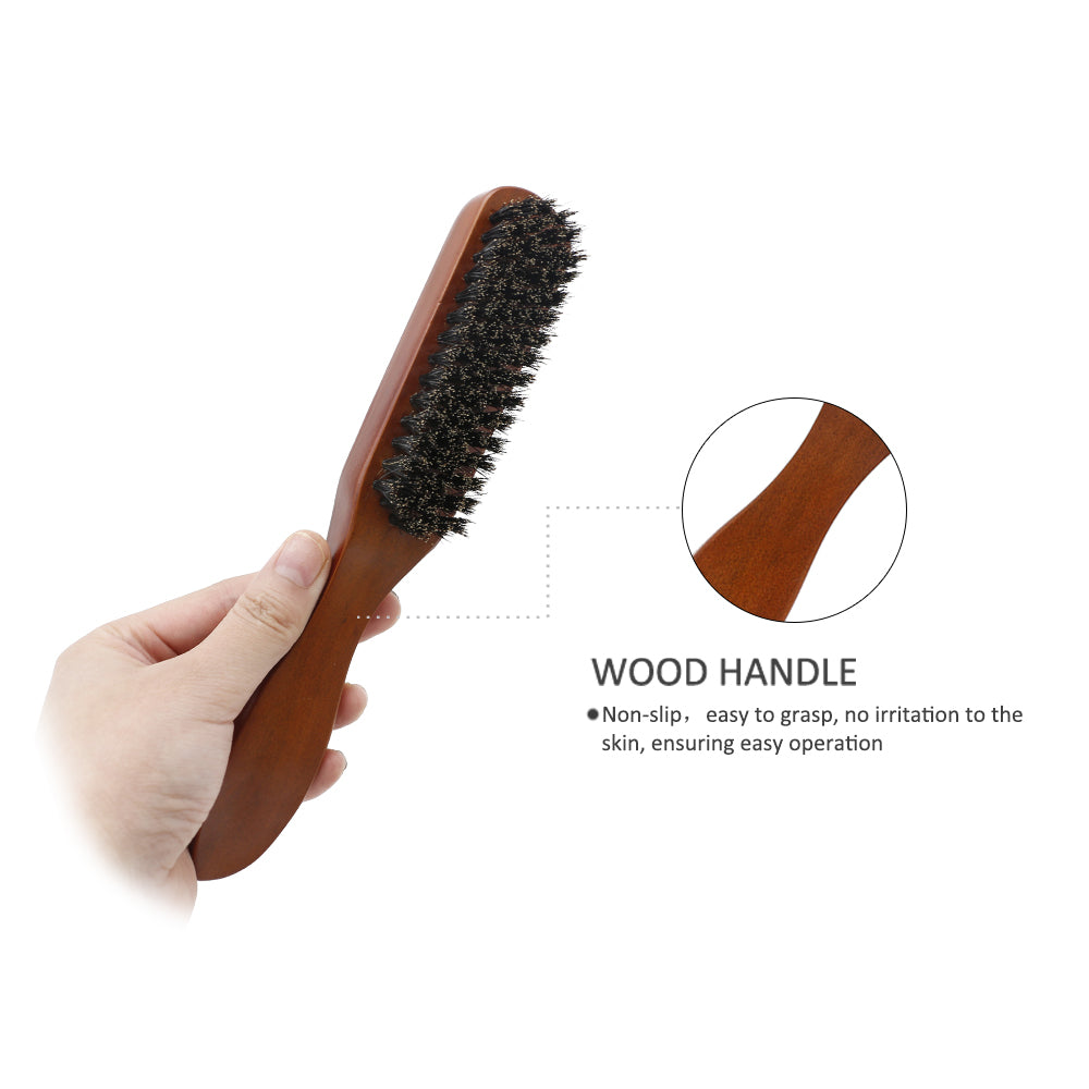 Manche en bois poils de sanglier barbe brosse outil de rasage brosse à cheveux en bois courbé hommes barbe rasage brosse coiffeur moustache brosses