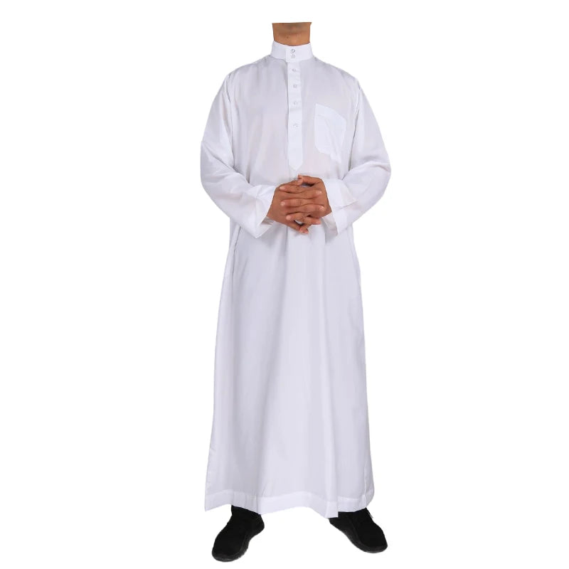 Hommes décontracté caftan ample musulman Thobe Jubba Dishdasha Thawb Robe islamique Abaya arabe couleur unie Robe