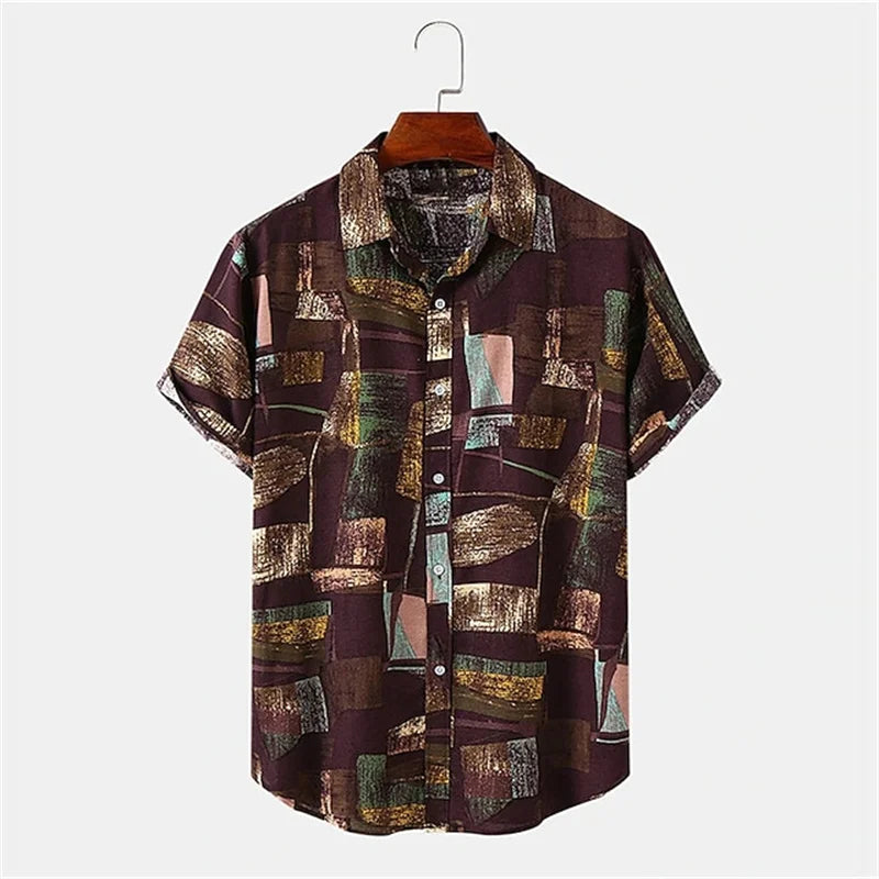 Chemise Vintage à manches courtes pour hommes, haut décontracté, mode hawaïenne, vêtements d'été, ample, respirant, simple boutonnage, 2026