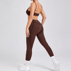 Ensemble de yoga pour femme, survêtement d'entraînement, legging athlétique imbibé, legging push-up de gym, soutien-gorge de fitness, vêtements de sport, vêtements actifs, nouveau