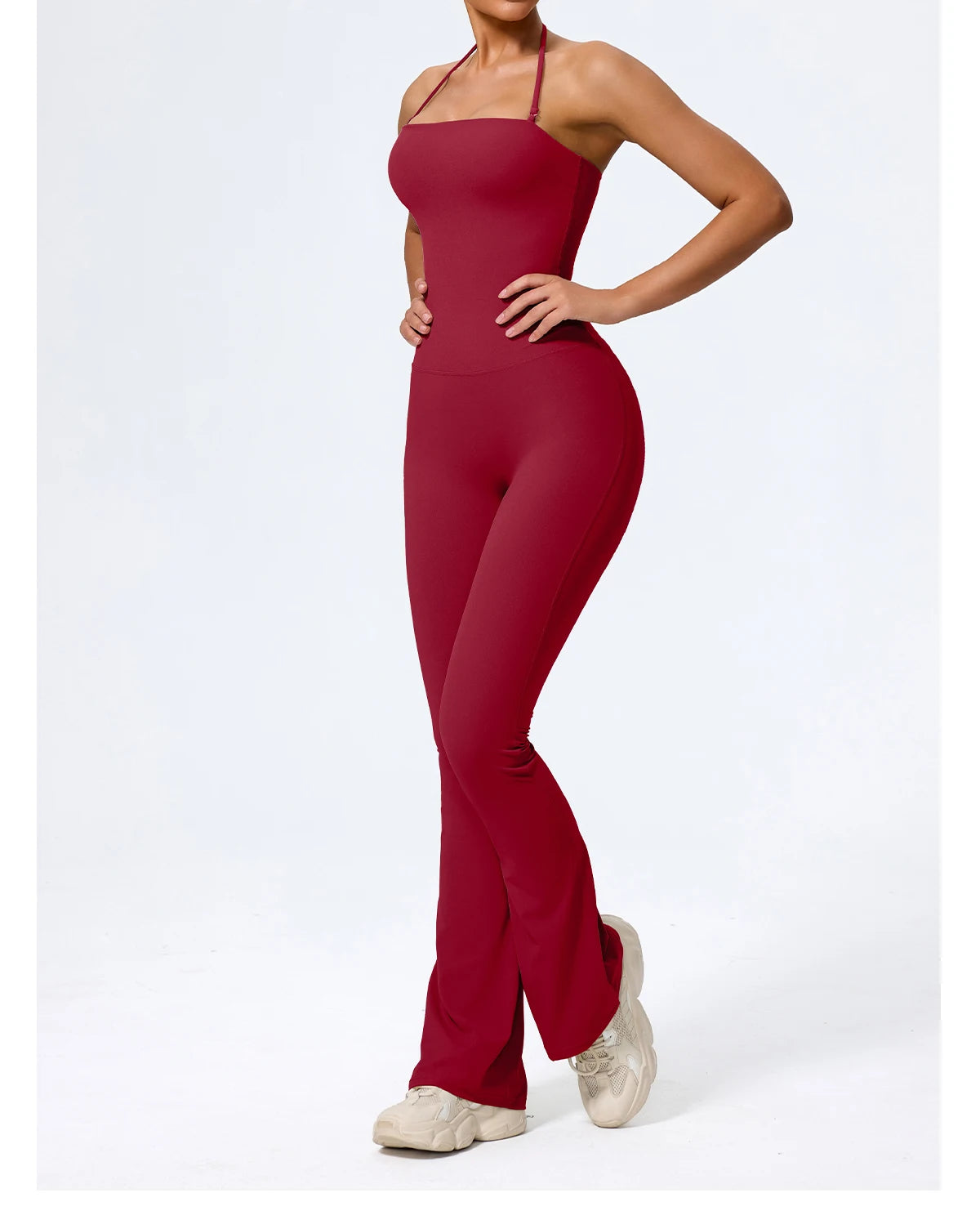 Nouvelle combinaison de yoga sans manches pour femme, salopette évasée de sport à dos nu pour la gym, tenue de sport pour femme