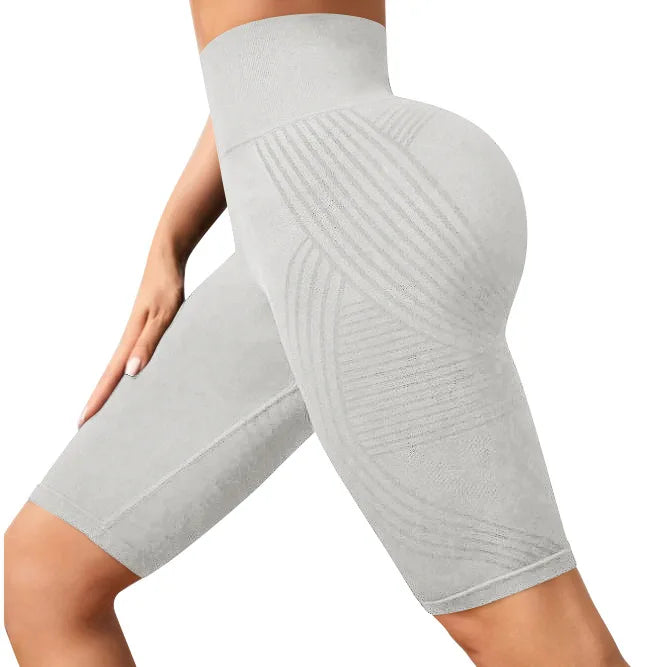 Short de Yoga taille haute sans couture pour femmes, tricoté, Slim, pour entraînement, course à pied, Leggings esthétiques linéaires, extensible, levage des hanches