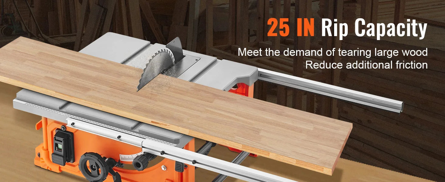 SucceBuy Scie de table 10 pouces 8 A 25 pouces Capacité d'éclat maximale 40 T Lame compacte portable pour le chantier de travail, le bricolage du bois, la fabrication de meubles