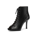 Chaussures de danse à lacets pour femmes, escarpins sexy noirs, talons hauts à tube court, bottes courtes à semelle souple, chaussures spécifiques DN