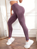 Pantalons de yoga pêche lettre sans couture, vêtements de yoga de levage des hanches, pantalons de sport et de fitness taille haute moulants pour femmes