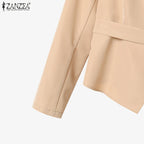 ZANZEA élégant 2 pièces pantalon ensembles à manches longues ceinturé léger Blazer et jambe large pantalon 2 pièces costumes bureau dame ensembles de déplacement
