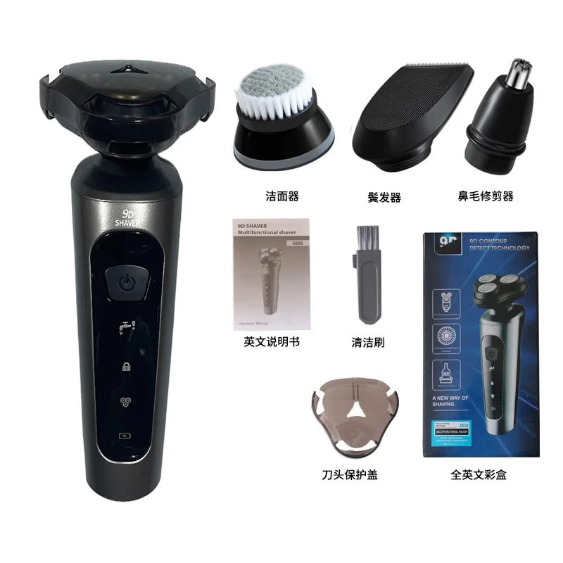 Rasoirs électriques étanches pour hommes, tondeuse électrique, support de rasoir, utilisation à sec, batterie aste, rasoirs à distance, machine de rasage
