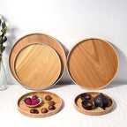 Plateau rond de Style japonais, assiette de service alimentaire, assiette de collation en bois, bol à thé, thé naturel, plats de serveur de nourriture, plateau de boisson WF