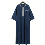 Nouvelle robe islamique musulmane pour hommes, thobe à manches longues, broderie classique, robe de style ethnique arabe, robe décontractée formelle pour hommes, robe de prière