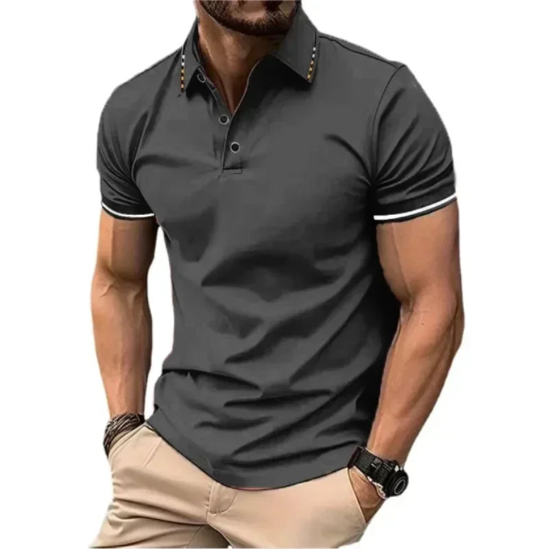 Polo à manches courtes pour hommes, t-shirt d'été à revers, respirant, basique, boutonné, haut de sport, léger, ample, nouvelle collection