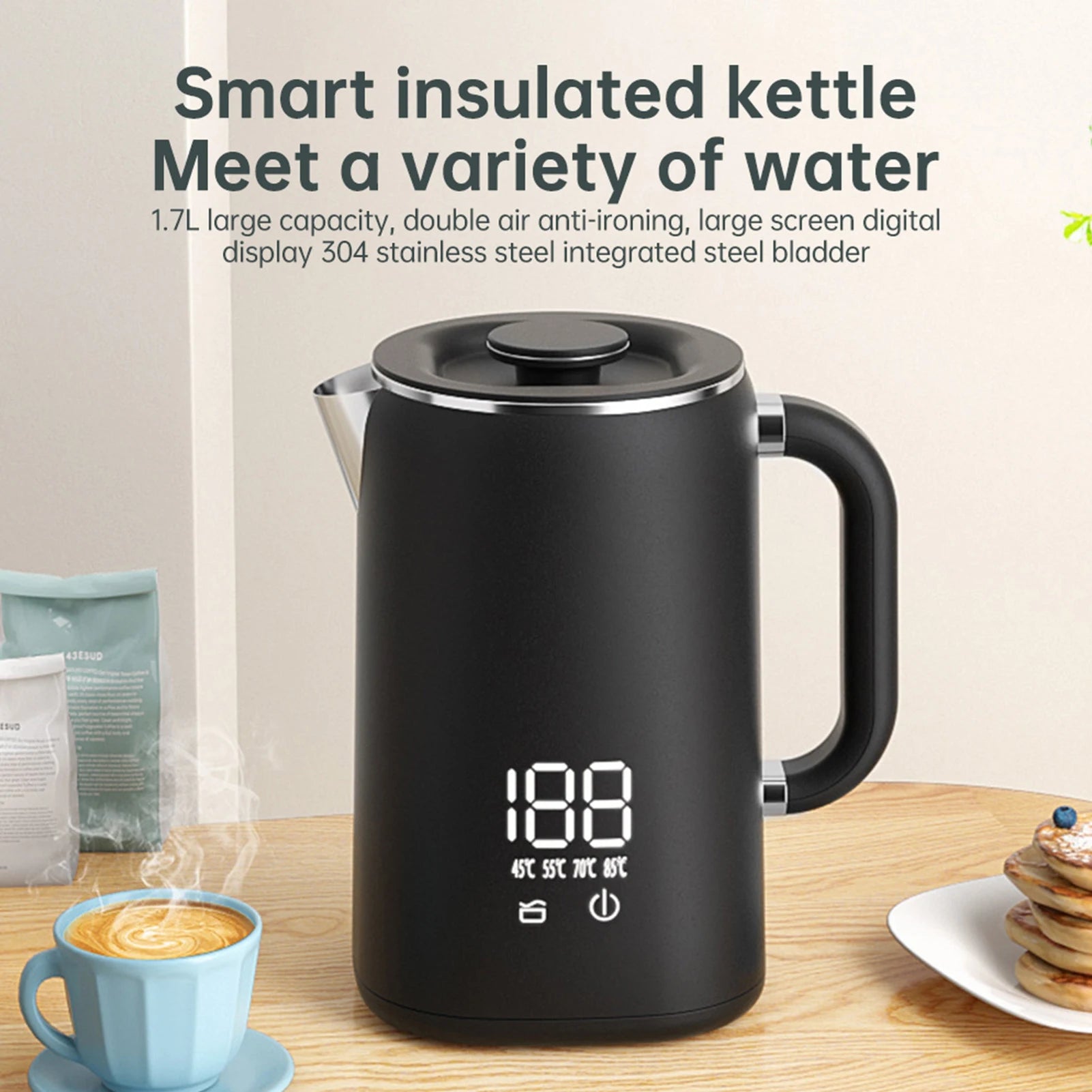 Bouilloire électrique thermostatique domestique 1,7 l, théière à conservation automatique de la chaleur, revêtement en acier inoxydable 304, Pot de santé 220V