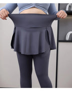 Leggings de Yoga faux deux articles, grande taille, 200lb, avec poches, jupe taille haute en peau de requin, pantalon d'entraînement, collants Slim