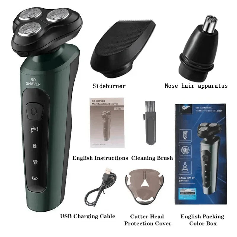 Rasoirs électriques étanches pour hommes, tondeuse électrique, support de rasoir, utilisation à sec, batterie aste, rasoirs à distance, machine de rasage