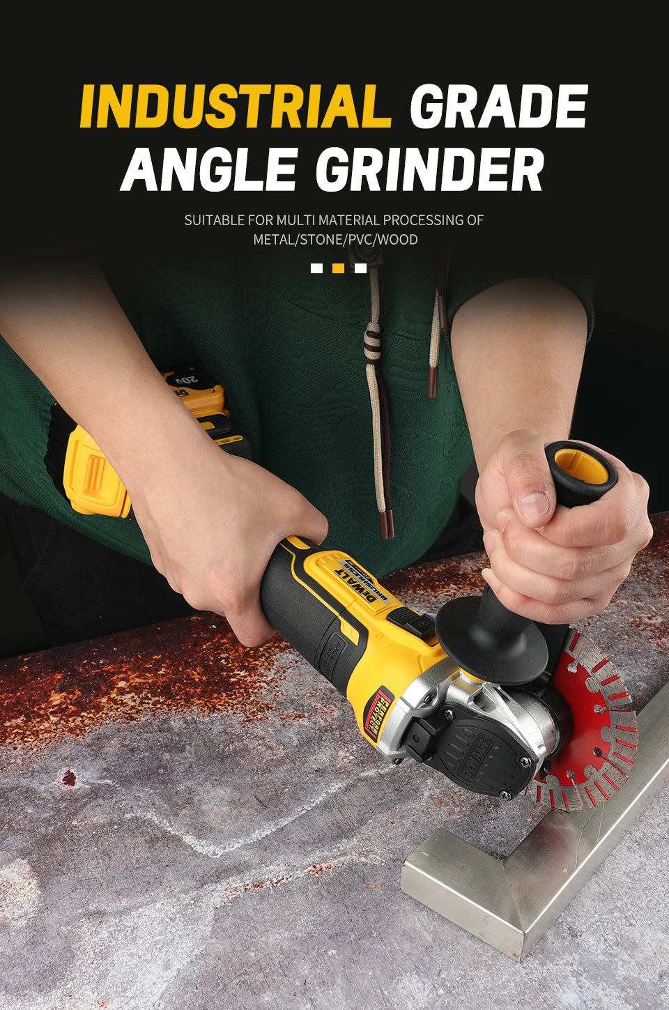DEWALT DCG405 125mm 18V batterie au Lithium sans brosse tête plate meuleuse d'angle Machine-outil nue Machine de découpe outils électriques combo se
