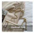 Mini sac à bandoulière seau en paille pour femmes, sacs à main et bourses de marque tissés avec chaîne à la mode, sacs à bandoulière simples, été 2026