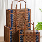 Boîte de rangement portable en bambou tissé à la main, panier de pique-nique pliant, produits pastoraux, camping