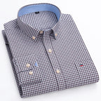 Chemise Oxford à manches longues pour hommes, grande taille 7xl, 100% coton, coupe cintrée, formelle, unie, à carreaux, vêtements de bureau élégants, nouvelle collection