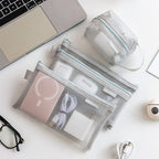 6 sacs de rangement transparents en maille pour pièces de monnaie et articles divers, pochettes organisatrices de cartes 3D portables, sacs cosmétiques, sacs de rangement de voyage