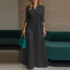 ZANZEA élégant 2 pièces pantalon ensembles à manches longues ceinturé léger Blazer et jambe large pantalon 2 pièces costumes bureau dame ensembles de déplacement