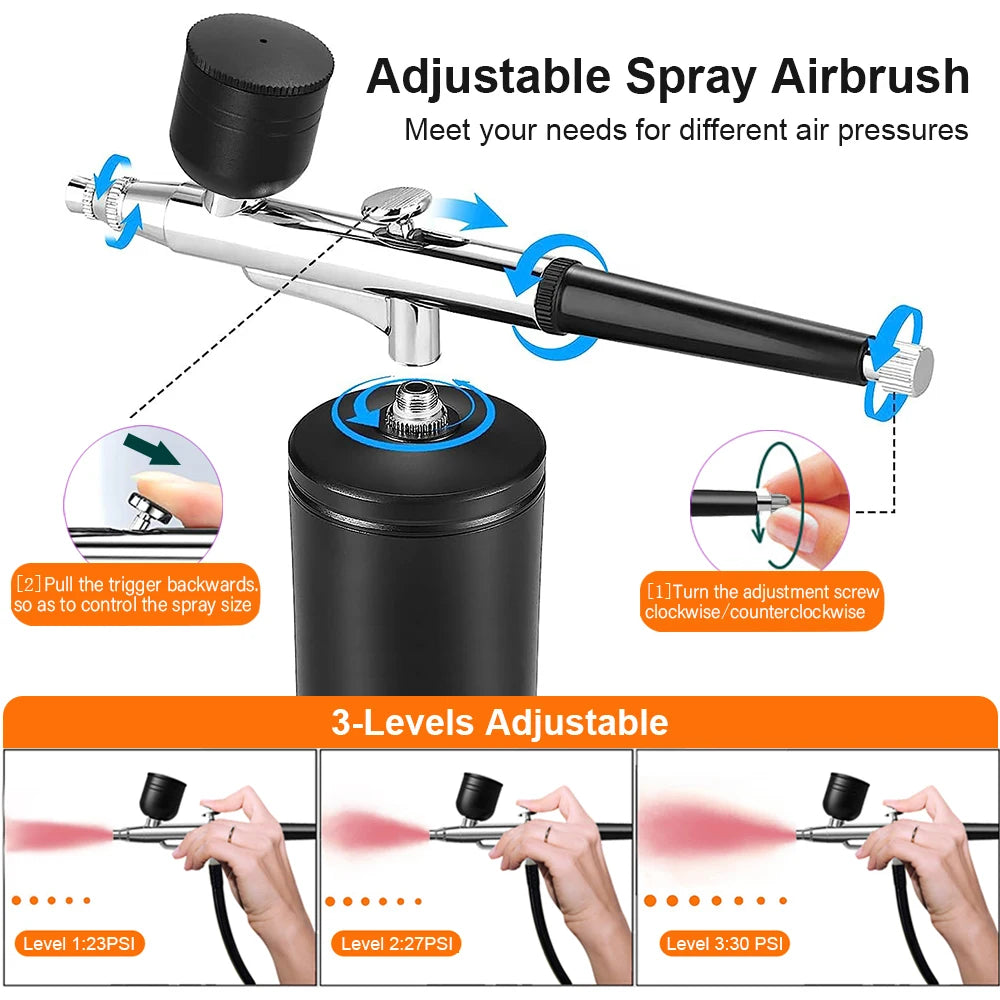 Aérographe avec compresseur aérographe peinture Mini pistolet de pulvérisation pour peinture modèle pistolet de pulvérisation aérographe compresseur pistolet de peinture