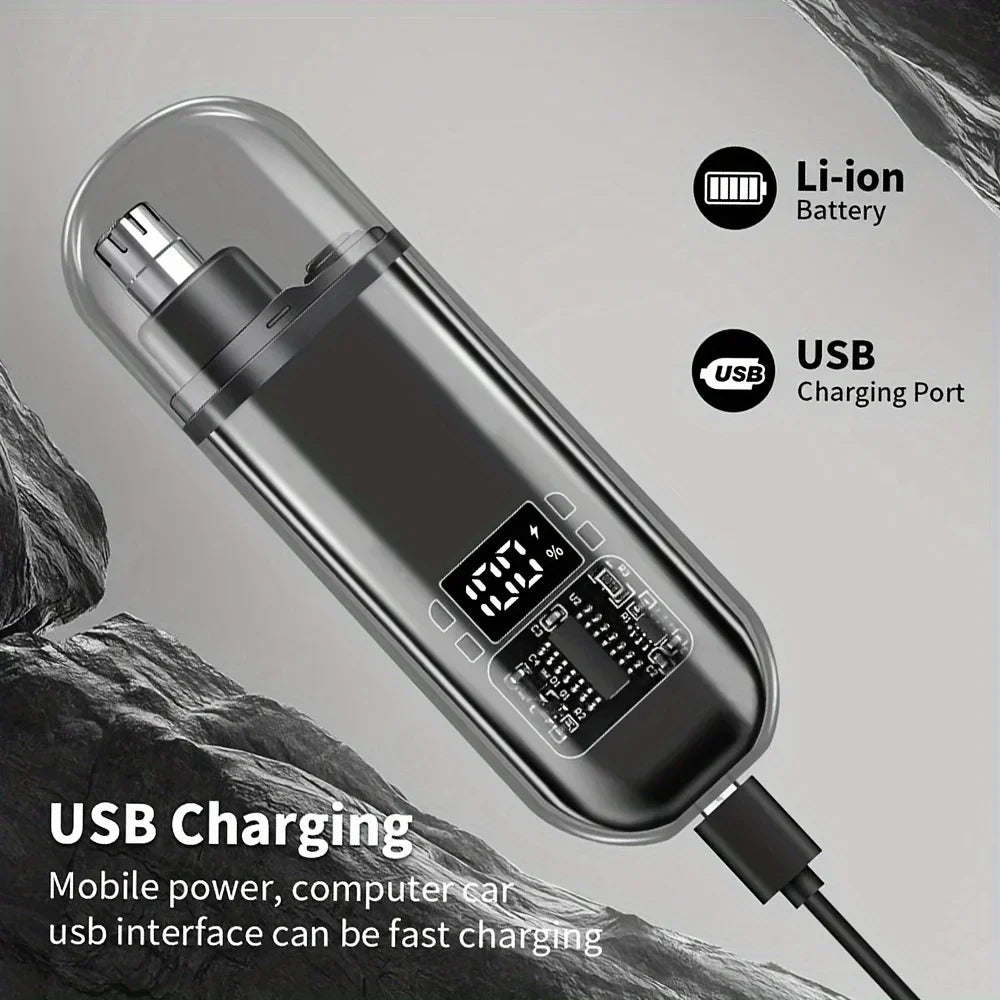 Tondeuse à cheveux pour nez et oreilles pour hommes, rechargeable par USB C, portable, charge rapide, kit de toilettage compact