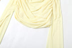 Kliou – Mini robe en maille Simple pour femmes, mode, couleur unie, sans bretelles, rubans, pompon, façonnant le corps, gants à manches longues