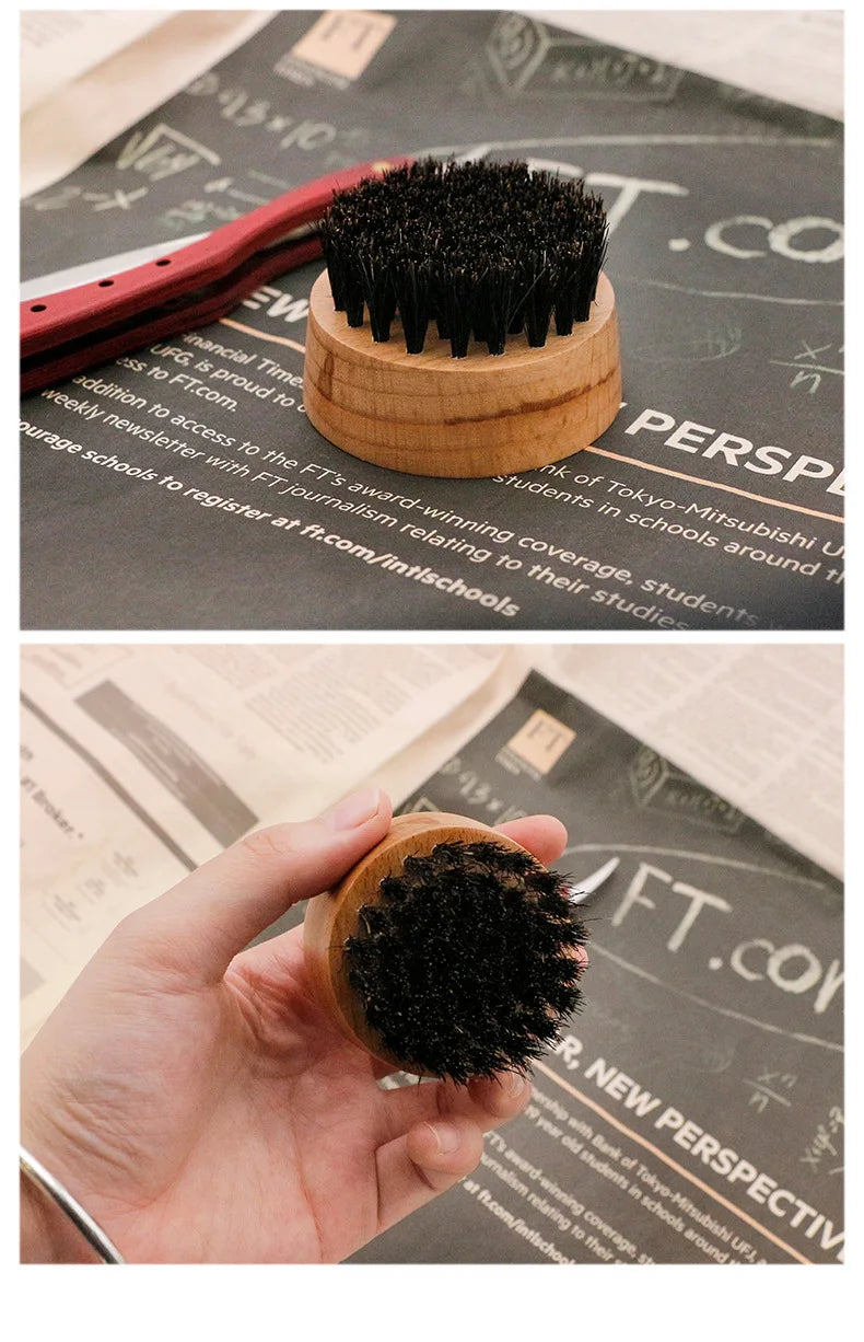 Manche en bois poils de sanglier barbe brosse outil de rasage brosse à cheveux en bois courbé hommes barbe rasage brosse coiffeur moustache brosses