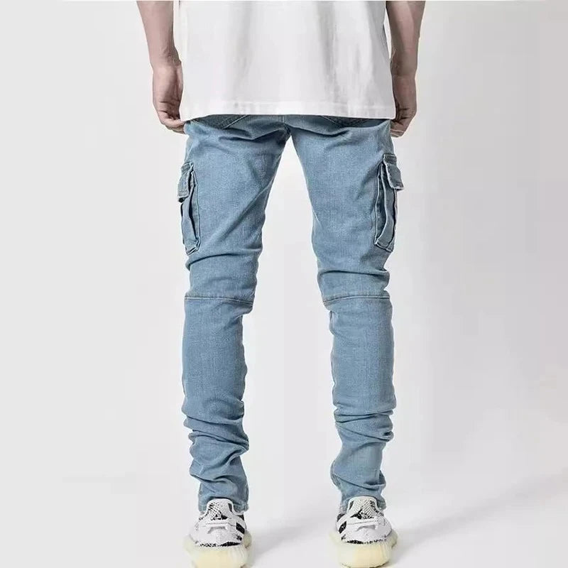 Jean Cargo Slim Fit pour Homme, Pantalon en Denim, Multi-poches, artificiel astique, Jogging, Hip Hop, Grande Taille, High Street, Mode, Nouveau