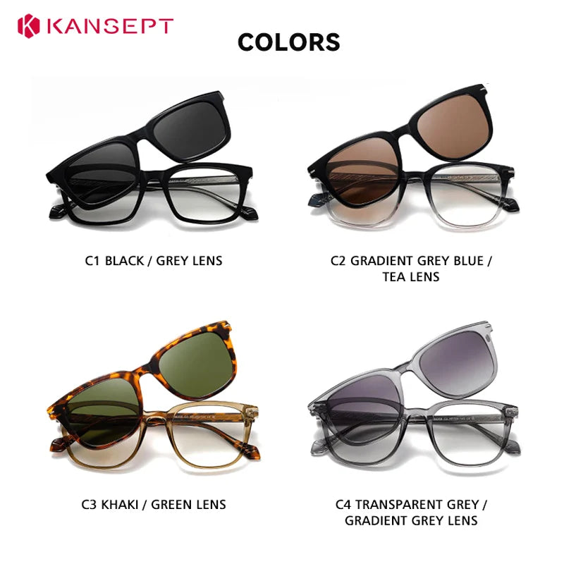 KANSEPT carré hommes lunettes de soleil femmes Lunettes de lecture magnétique Clip-on Lunettes femmes monture de Lunettes Lunettes myopie lentilles