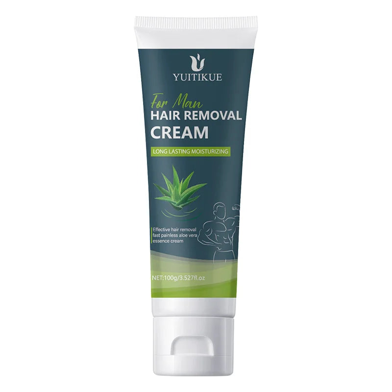 Crème dépilatoire pour hommes 100g – Douce pour peaux sensibles, utilisation complète du corps, hydratant longue durée et lisse et soyeuse