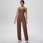 2 pièces/ensemble sport Fitness vêtements Yoga ensemble femme dos nu absorbant les chocs course en forme de I gilet mince jambe large pantalon Yoga ensemble