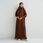 Abaya musulman à capuche manches smockées une pièce Robe de prière femmes Jilbab vêtements islamiques dubaï saoudien Robe noire modestie turque