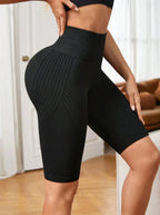 Short de Yoga taille haute sans couture pour femmes, tricoté, Slim, pour entraînement, course à pied, Leggings esthétiques linéaires, extensible, levage des hanches