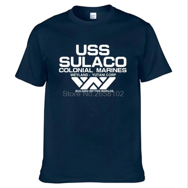 Mode USCSS Nostromo T-Shirt Alien USS Sulaco Colonial Marines Aliens hors monde à manches courtes T-Shirt hommes coton O cou t-shirts