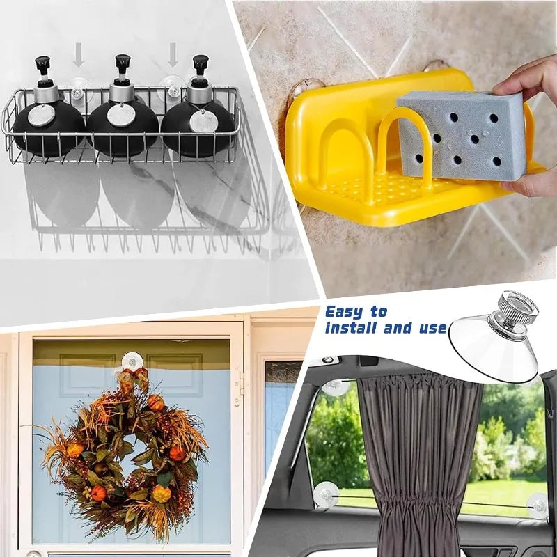 Crochet à ventouse Transparent de 50mm, avec vis métallique, fenêtre en verre, tête de champignon, ventouse murale, support suspendu pour porte, ventouse forte