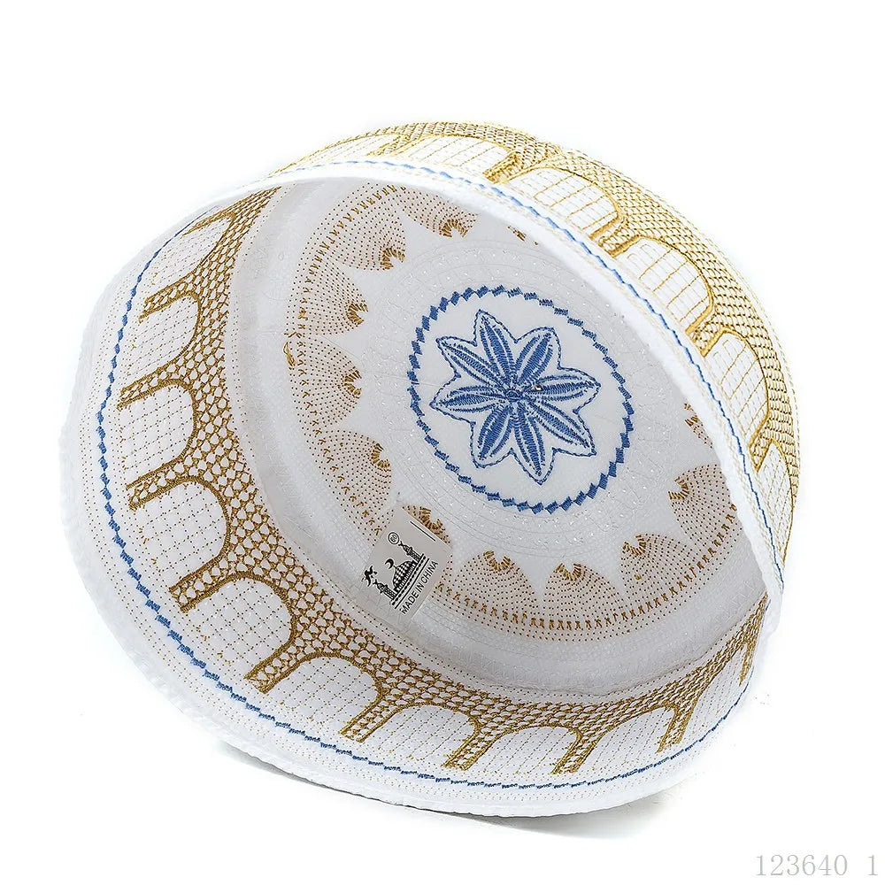 Coton broderie hommes musulmans casquettes de prière loisirs arabie saoudite chapeau islamique hommes foulard Topkippot Turban Islam casquette juive