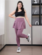 Leggings de Yoga faux deux articles, grande taille, 200lb, avec poches, jupe taille haute en peau de requin, pantalon d'entraînement, collants Slim