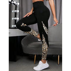 Femmes imprimé Yoga Leggings léopard épissage ensemble Leggings taille haute bout à bout mode Fitness course avec poche Legging