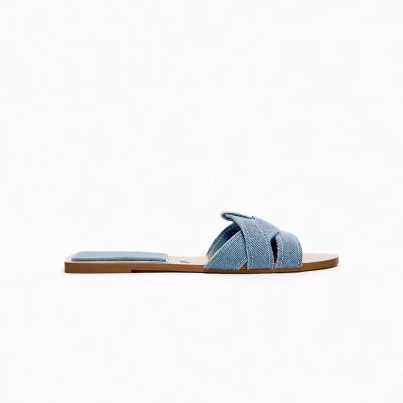 Pantoufles d'Été à la Mode pour Femme, Chaussures d'Extérieur Décontractées, Respirantes, Plates en Forme de T, Souples et Confortables, Sandales à Talons Ouverts
